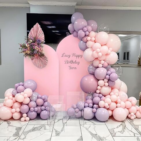 2.6x6ft Pink Arch Wall Backdrop Round Top Backdrop Cover Valentine's Day Round Top Arch Frame Cover 2-Sided Fit Backdrop Stand for Wedding Baby Shower Birthday Bridal Shower Events Party Decor in Saudi Arabia
