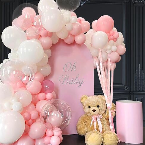 2.6x6ft Pink Arch Wall Backdrop Round Top Backdrop Cover Valentine's Day Round Top Arch Frame Cover 2-Sided Fit Backdrop Stand for Wedding Baby Shower Birthday Bridal Shower Events Party Decor in Saudi Arabia