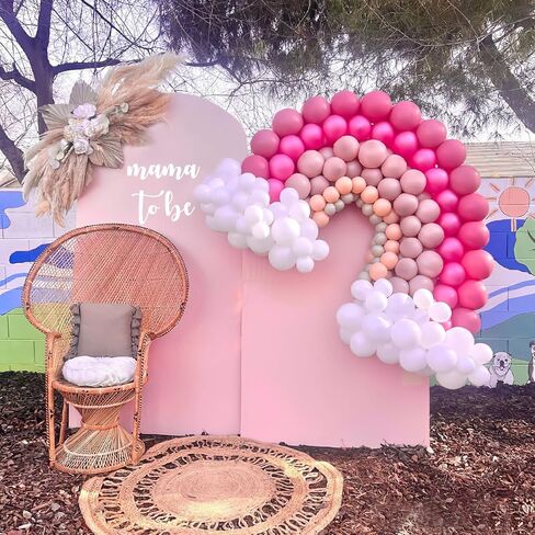 2.6x6ft Pink Arch Wall Backdrop Round Top Backdrop Cover Valentine's Day Round Top Arch Frame Cover 2-Sided Fit Backdrop Stand for Wedding Baby Shower Birthday Bridal Shower Events Party Decor in Saudi Arabia