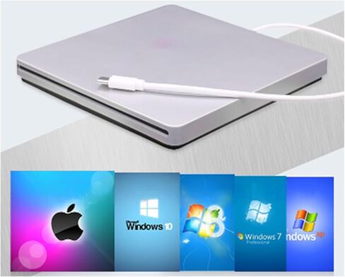 KUJOBUY مشغل أقراص مضغوطة/أقراص DVD محمول USB من النوع C لنظام التشغيل Windows Linux MacBook Air Pro للكمبيوتر المحمول سطح المكتب محرك أقراص خارجي قرص نحيف DVD كاتب DVD-R مشغل وسائط قارئ RW in Kuwait