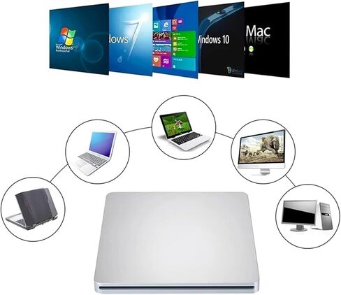 KUJOBUY مشغل أقراص مضغوطة/أقراص DVD محمول USB من النوع C لنظام التشغيل Windows Linux MacBook Air Pro للكمبيوتر المحمول سطح المكتب محرك أقراص خارجي قرص نحيف DVD كاتب DVD-R مشغل وسائط قارئ RW in Kuwait