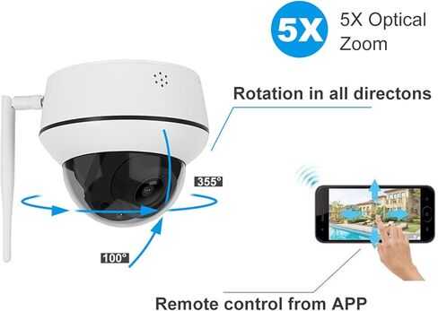 كاميرا Anpviz 5MP PTZ WiFi IP خارجية 5X Zoom كاميرا CCTV لاسلكية للأمن في اتجاهين ومكبر صوت IR 98ft للرؤية الليلية H.265 كشف الحركة WiFi كاميرا تدعم فتحة بطاقة SD CamHi APP in Kuwait