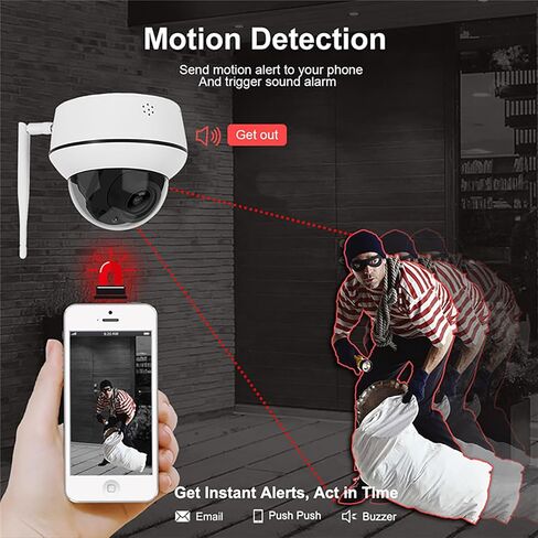 كاميرا Anpviz 5MP PTZ WiFi IP خارجية 5X Zoom كاميرا CCTV لاسلكية للأمن في اتجاهين ومكبر صوت IR 98ft للرؤية الليلية H.265 كشف الحركة WiFi كاميرا تدعم فتحة بطاقة SD CamHi APP in Kuwait