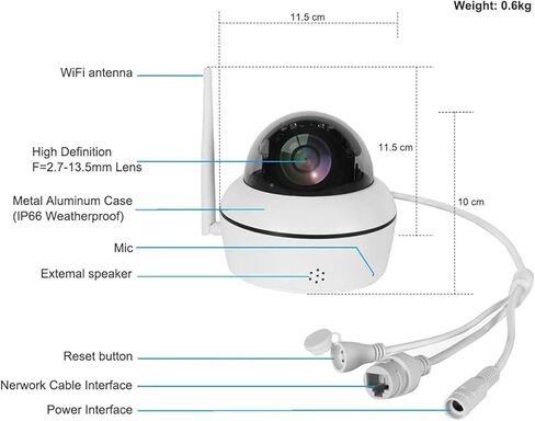 كاميرا Anpviz 5MP PTZ WiFi IP خارجية 5X Zoom كاميرا CCTV لاسلكية للأمن في اتجاهين ومكبر صوت IR 98ft للرؤية الليلية H.265 كشف الحركة WiFi كاميرا تدعم فتحة بطاقة SD CamHi APP in Kuwait