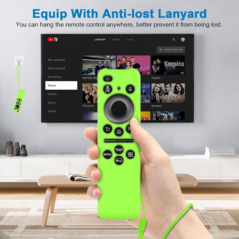 [عبوة من 2] حافظة جهاز تحكم عن بعد لجهاز Samsung TV Remote 2023 New BN59-01432J BN59-01432A غطاء واقٍ لجهاز Samsung Smart TV Solar Remote من السيليكون المقاوم للصدمات مع حبل (أزرق متوهج + أخضر متوهج) in Saudi Arabia