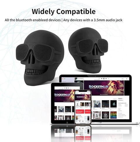 Skull Speaker Portable wireless Bluetooth 5.2 Skull Head Bass Stereo Retro Speaker for Halloween Christmas Party Home Decor Unique Gift TF Aux USB for iPhone Android Tablets Laptops PC in Saudi Arabia