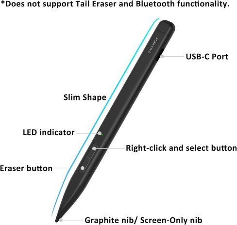 AE RENAISSER Raphael Slim Stylus for Surface, Original Slim Pen Shape, Screen-Paper Dual-use Pen Tip, Fits Surface Pro Keyboard Pen Slot, MPP 2.0, 4096 Pressure of Sensitivity in Saudi Arabia