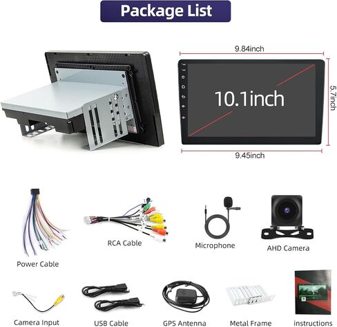 [2G+64G] 10.1 inch Single Din Android 13 Car Stereo Apple Carplay and Android Auto Touch Screen Car Radio WiFi GPS HiFi + AHD Backup Camera and Mic in Saudi Arabia
