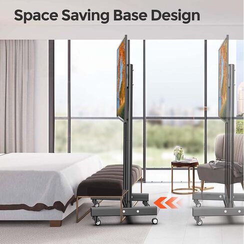 عربة تلفزيون متنقلة لشاشة تلفزيون منحنية مسطحة 32-55 بوصة، حامل تلفزيون أرضي متدحرج 360 درجة بحد أقصى VESA 400 × 400 مم يصل إلى 55 رطل، 32 43 50 55 ارتفاع دوار قابل للضبط محمول بعجلات، حامل تلفزيون عالمي in Kuwait