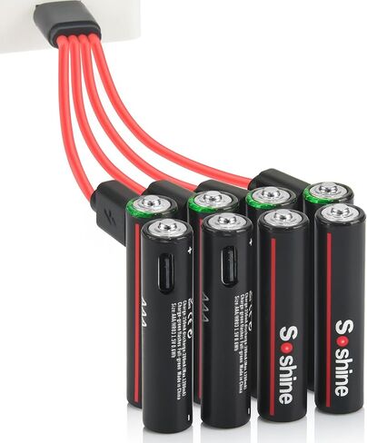 بطاريات AAA USB c قابلة لإعادة الشحن - ليثيوم أيون 1.5 فولت 600 مللي واط في الساعة شحن سريع لمدة ساعة، 1200 دورة مع كابل منفذ من النوع C (4 قطع) in Saudi Arabia