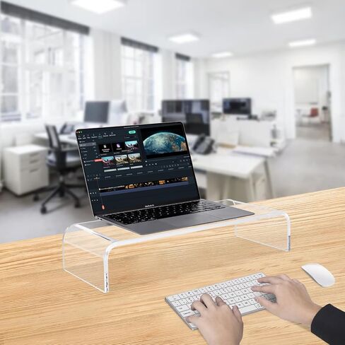 20in Acrylic Monitor Stand, Premium Large Monitor Stand, Clear Acrylic Computer Riser, Laptop Desk Stand for Home Office, Printer, TV Screen in Saudi Arabia