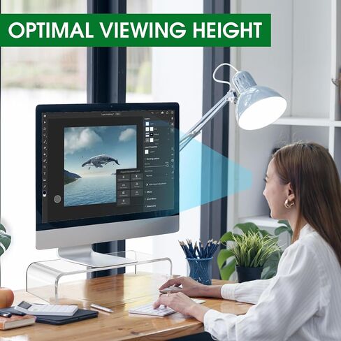 20in Acrylic Monitor Stand, Premium Large Monitor Stand, Clear Acrylic Computer Riser, Laptop Desk Stand for Home Office, Printer, TV Screen in Saudi Arabia