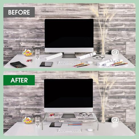 20in Acrylic Monitor Stand, Premium Large Monitor Stand, Clear Acrylic Computer Riser, Laptop Desk Stand for Home Office, Printer, TV Screen in Saudi Arabia