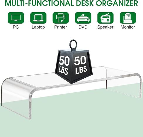 20in Acrylic Monitor Stand, Premium Large Monitor Stand, Clear Acrylic Computer Riser, Laptop Desk Stand for Home Office, Printer, TV Screen in Saudi Arabia