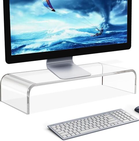 20in Acrylic Monitor Stand, Premium Large Monitor Stand, Clear Acrylic Computer Riser, Laptop Desk Stand for Home Office, Printer, TV Screen in Saudi Arabia