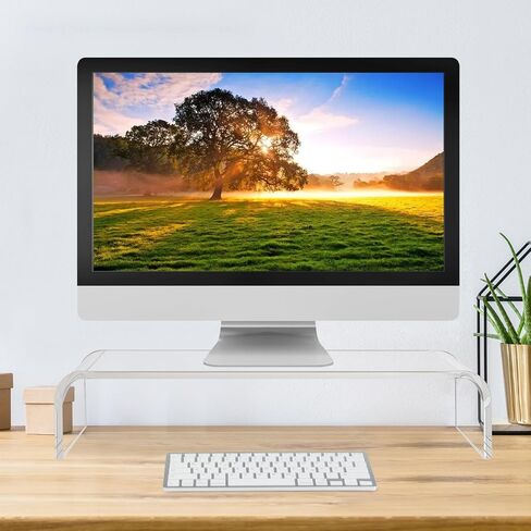 20in Acrylic Monitor Stand, Premium Large Monitor Stand, Clear Acrylic Computer Riser, Laptop Desk Stand for Home Office, Printer, TV Screen in Saudi Arabia