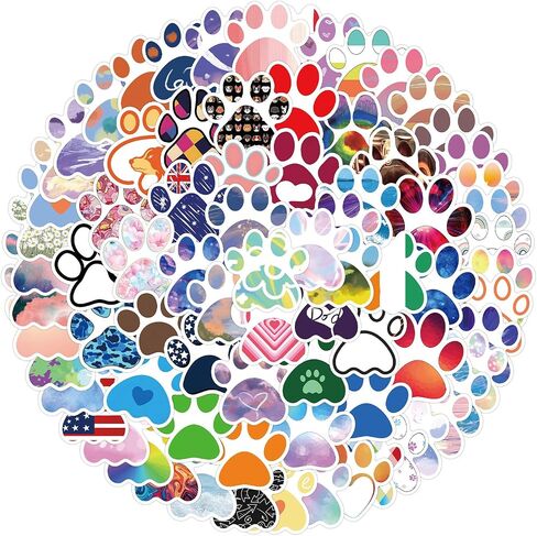 60pcs Paw Print Stickers|Vinyl Waterproof Cute Cartoon Cat Dog Animals Stickers for Laptop,Car Bumper，Luggage,Skateboard,Water Bottles,Computer,Phone, Kids Teens Adults (Brown) in Saudi Arabia