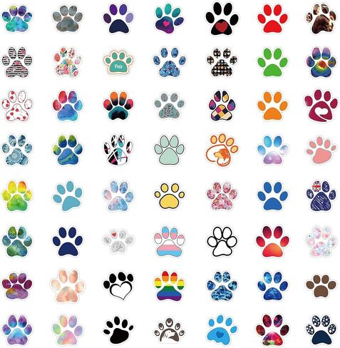 60pcs Paw Print Stickers|Vinyl Waterproof Cute Cartoon Cat Dog Animals Stickers for Laptop,Car Bumper，Luggage,Skateboard,Water Bottles,Computer,Phone, Kids Teens Adults (Brown) in Saudi Arabia