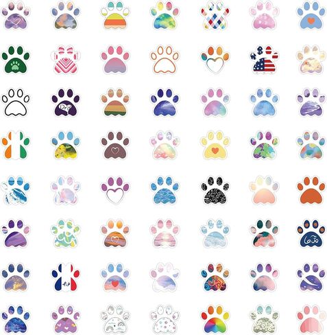 60pcs Paw Print Stickers|Vinyl Waterproof Cute Cartoon Cat Dog Animals Stickers for Laptop,Car Bumper，Luggage,Skateboard,Water Bottles,Computer,Phone, Kids Teens Adults (Brown) in Saudi Arabia