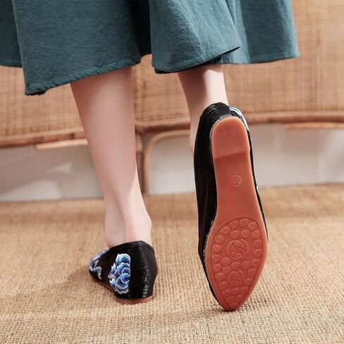 LUXINYU Women's Slip on Flats,Traditional Chinese Style Embroidered Round Toe Ballet Flats Shoes in Saudi Arabia