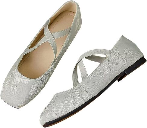 LUXINYU Women's Slip on Flats,Traditional Chinese Style Embroidered Round Toe Ballet Flats Shoes in Saudi Arabia
