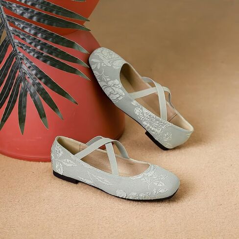 LUXINYU Women's Slip on Flats,Traditional Chinese Style Embroidered Round Toe Ballet Flats Shoes in Saudi Arabia