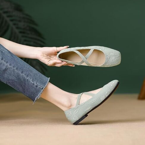 LUXINYU Women's Slip on Flats,Traditional Chinese Style Embroidered Round Toe Ballet Flats Shoes in Saudi Arabia
