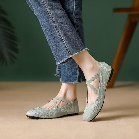 LUXINYU Women's Slip on Flats,Traditional Chinese Style Embroidered Round Toe Ballet Flats Shoes in Saudi Arabia