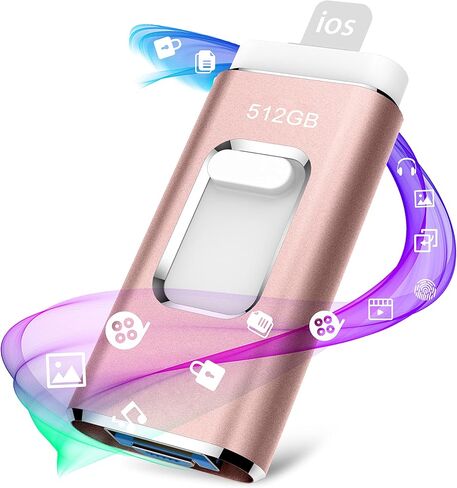 عصا صور بسعة 512 جيجابايت، محرك أقراص فلاش OTG USB 3.0 عالمي 4 في 1، عصا صور لمحرك الإبهام للصور، متوافقة مع هاتف 13/Mac/Pad/Android in Saudi Arabia