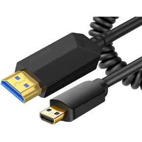 4K@60HZ Micro HDMI to HDMI Coiled Cable, 5FT HD Audio/Video Sync Cord Compatible with GoPro Hero,Sony, Nikon, Raspberry Pi 4, Yoga 3 and Other Action Camera