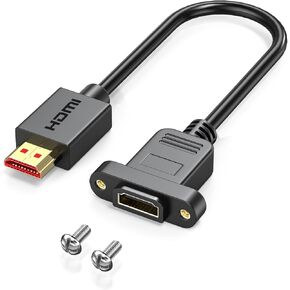 كابل تمديد HDMI ذكر إلى أنثى متوافق مع 4K/60 هرتز عالي السرعة HDTV HDMI موسع مع صامولة لولبية لتركيب اللوحة مناسب للتلفزيون عالي الدقة وتلفزيون LCD وPS3 وXBO X360، (أسود، 1FT/30 سم) in Kuwait