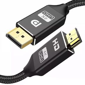 DP to HDMI Cable 1.5m/4.9FT, Support 4K Resolution, 1.4 4D Version,for Connection DisplayPort to HDMI Video Display Device