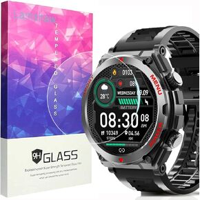 Compatible for Jdcrsj Military Smart Watch Screen Protector, [3 Pack] Lamshaw 9H Tempered Glass Screen Protector Film Compatible for Jdcrsj S66, Bvlrksc S66, Nehcovbo S66 Military Smart Watch (3 Pack)