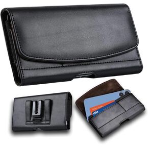 Holster for iPhone 15 Pro Max, 15 Plus,14 Pro Max, 14 Plus Premium Leather Belt Clip Case with Belt Loop Cell Phone Belt Holder Pouch Cover for Man, Magnetic Closure-Black