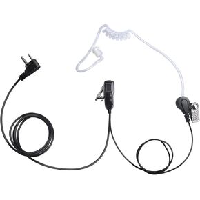 2 Pin Vox Ptt Clear Earpiece Radio Ear Piece Mic Transparent Security Surveillance Headset for Midland Walkie Talkie GXT LXT AVPH3 gmrs avph3-az gxt1000vp4 lxt600pa t51r(Black,Wired)
