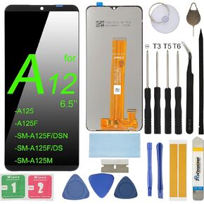 شاشة LCD بديلة لهاتف سامسونج جالاكسي A12 s127dl a125a a125w 6.5 بوصة مجموعة شاشة LCD تعمل باللمس محول رقمي مع أدوات لاصقة