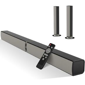 MZEIBO TV Sound Bar, Sound Bars for Smart TV, Bluetooth 5.0 Soundbar 60W 32Inch Detachable Soundbars with HDMI-ARC/Optical/AUX Connection, TV Speakers Soundbar (Beige/Black) in Kuwait