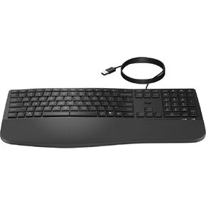 HP 480/485 Comfort Wired Keyboard - Plug & Play Keyboard, Connect to PC or Laptop with USB-A Cable - Windows, MacOS, & ChromeOS Compatible - 3 Adjustable Angles & 23 Programmable Keys Responsibly Made