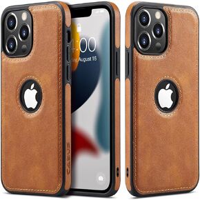 Casus Logo View Compatible with iPhone 13 Pro Max Case Slim Premium Vegan Leather Classic Luxury Elegant Thin Cover (2021) 6.7" (Black)