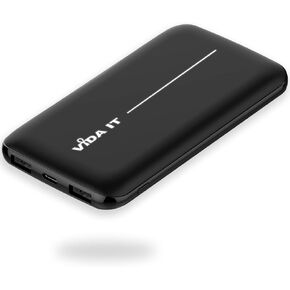Vida IT Super Slim Power Bank Battery Pack for Heated Vest Jacket Coat Gloves 5V 2A 10000mAh DC Thin Portable Charger for Samsung Galaxy S21 S22 Cell Phone Tablet Rechargeable Power Pack USB-C Output