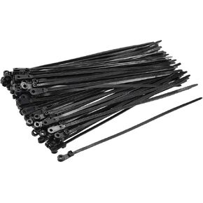uxcell Mount Head Cable Zip Ties 10 Inch Screw Hole Nylon Wire Strap Black 50pcs