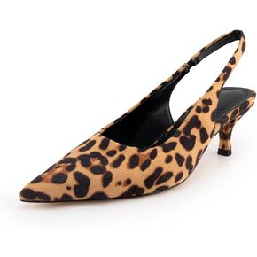 Slingback Kitten Heels for Women Pointed Toe Pumps Metallic Slingback Heels