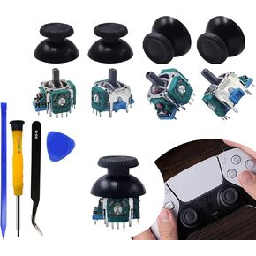 [ 4+4 ] Eaglewireless PS5 Analog Stick Replacement Part PS5 3D Controller Joystick Caps Thumbsticks Sensor Module for for Sony Playstation 5 Wireless Controller +Toolkit (Blue-4 Joystick 4 Cap)