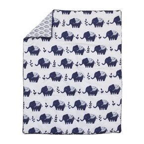 طقم سرير أطفال مكون من 4 قطع من NoJo Indigo Hues باللونين الأزرق والأبيض - لحاف، ملاءة سرير أطفال مصنوعة من القطن بنسبة 100%، مكشكشة من الغبار، بطانية أطفال فائقة النعومة