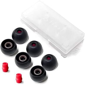 Final Audio Black+Black/Red Silicone Type E Eartips kit with Case and Nozzle Adaptor Compatible With 1More, AKG, Audio-Technica, Beats by Dre, Campfire Audio, Empire Ears, Shure, Sony, Westone (Large)