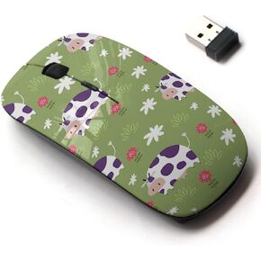 2.4G Wireless Mouse with Cute Pattern Design for All Laptops and Desktops with Nano Receiver - Funny Cow Print Kids