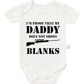 I'm Proof That My Daddy Does Not Shot Blanks Bodysuits, Boys Girls Cotton Romper Short Sleeve Jumpsuit Outfits 0-24 Months