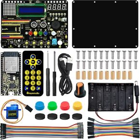 مجموعة KEYESTUDIO Inventor Starter Kit لـ Arduino ESP32، تأتي الأجهزة متصلة مسبقًا، سهلة البدء في الترميز والإلكترونيات، 30 مشروعًا، 15 وحدة، مجموعة تعليمية للعلوم والتكنولوجيا والهندسة والرياضيات للبالغين والمراهقين in Kuwait