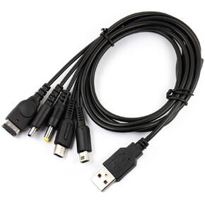 for USB Cable 5 in 1 Cord for Wii U DS Lite New 3DS XL 3DS XL 2DS Dsi XL NDS GBA SP PSP 1000 2000 3000