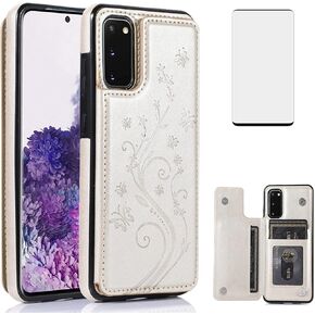 Asuwish Phone Case for Samsung Galaxy S20 Glaxay S 20 5G 6.2 inch with Tempered Glass Screen Protector Card Holder Wallet Cover Stand Flip Leather Cell Accessories Gaxaly 20S G5 Cases Women Men Blue